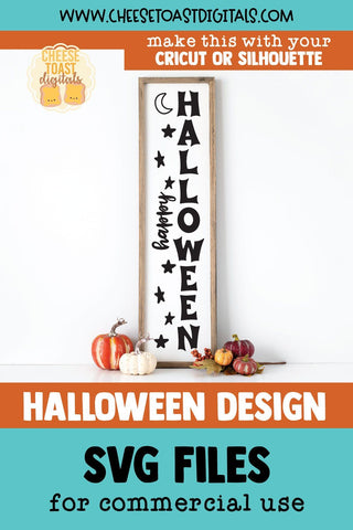 Halloween Vertical Porch Sign SVG | Happy Halloween SVG Cheese Toast Digitals 