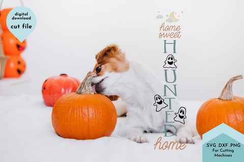 Halloween Vertical Porch Sign SVG - Home Sweet Haunted Home SVG Lettershapes 