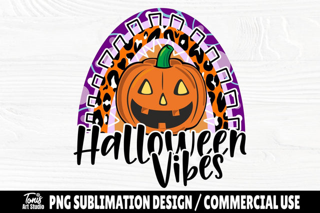 Halloween Vibes Rainbow PNG Sublimation Design Png SVG TonisArtStudio 