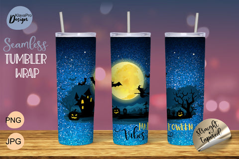 Halloween Vibes| Seamless glitter Pattern for Tumbler 20 oz Sublimation Wrap Sublimation Klava P 