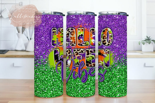 Halloween Vibes Tumbler PNG Image, Leopard Tie Dye Halloween Design Tumbler, Sublimation Designs Download, Transparent PNG Sublimation Rabbitmakies 