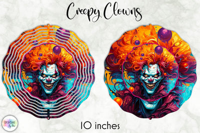 Halloween Vintage Creepy Clown Face Wind Spinner Sublimation Designs by Ira 