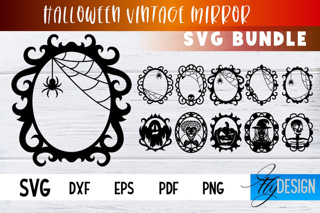 Halloween Vintage Mirror SVG | Halloween Design SVG Fly Design 