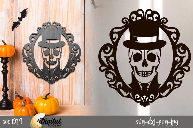 Halloween vintage mirror SVG. Skeleton SVG Design. SVG Evgenyia Guschina 