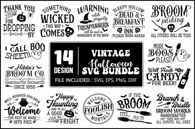 Halloween Vintage Sign SVG Bundle SVG Shetara Begum 
