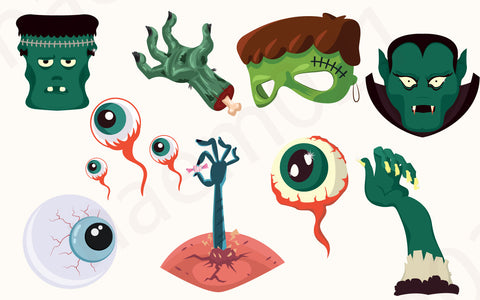 Halloween Vintage Trick & treating Clipart Bundle SVG naemmiah021 