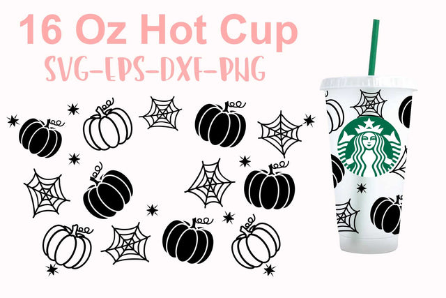 Halloween web Starbucks svg, Halloween drinkware svg, Halloween cricut,16 Oz Hotcup web pumpkin svg SVG Isabella Machell 