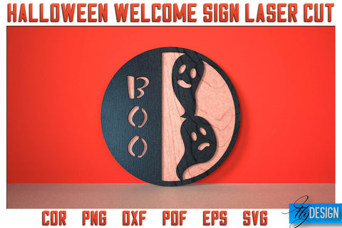 Halloween Welcome Sign Laser Cut SVG | Halloween Laser Cut SVG Design | CNC Files SVG Fly Design 