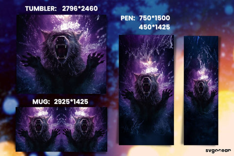 Halloween Werewolf Wrap Bundle | Tumbler | Mug | Pen Sublimation SvgOcean 