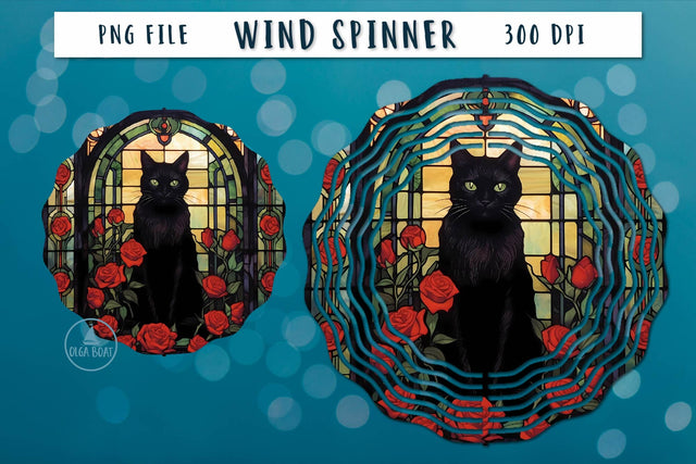 Halloween wind spinner | Black cat sublimation Sublimation Olga Boat Design 