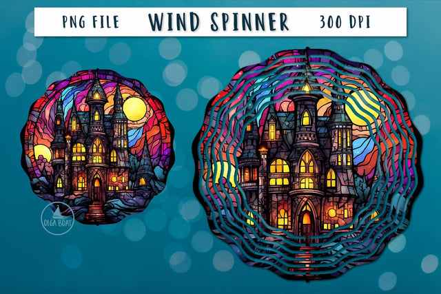 Halloween wind spinner | Haunted house SVG Olga Boat Design 