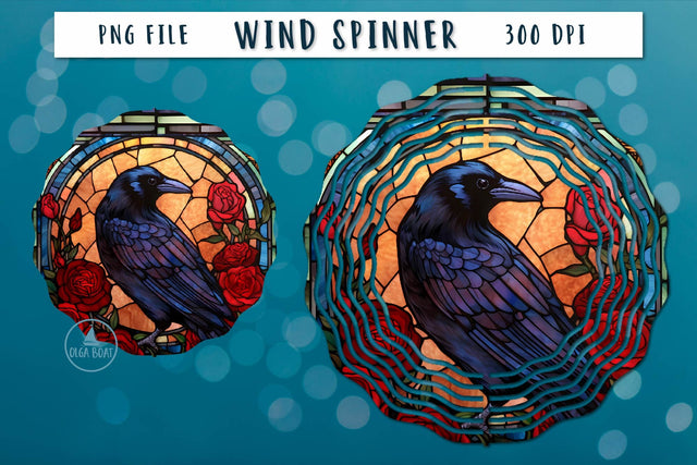 Halloween wind spinner | Raven gothic sublimation Sublimation Olga Boat Design 