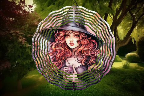 Halloween Wind Spinner: Stained Glass Sublimation, Witch PNG Sublimation OrangeBrushStudio 