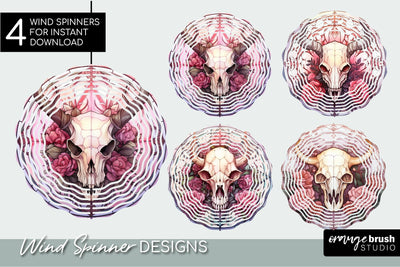 Halloween Wind Spinner Sublimation: Stained Glass Cow Skull Sublimation OrangeBrushStudio 