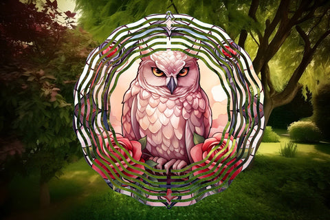 Halloween Wind Spinner Sublimation: White Owl Sublimation Sublimation OrangeBrushStudio 