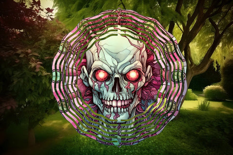 Halloween Wind Spinner Sublimation: Zombie Stained Glass Sublimation OrangeBrushStudio 
