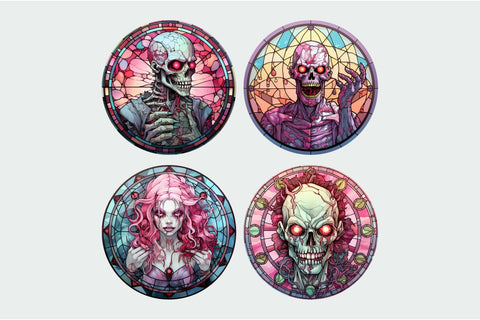 Halloween Wind Spinner Sublimation: Zombie Stained Glass Sublimation OrangeBrushStudio 