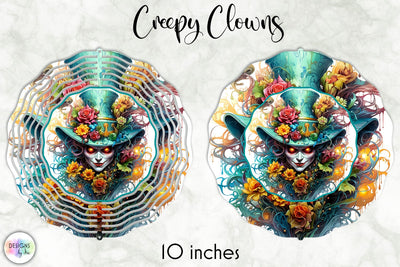 Halloween Wind Spinner with Creepy Clown Sublimation Sublimation Designs by Ira 