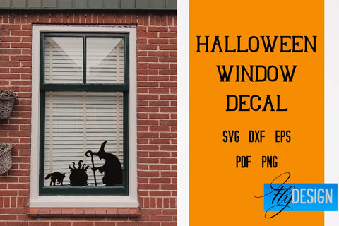 Halloween Window Decal SVG | Halloween SVG Design | Bat Design | Witch SVG Design SVG Fly Design 