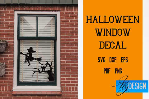 Halloween Window Decal SVG | Halloween SVG Design | Bat Design | Witch SVG Design SVG Fly Design 