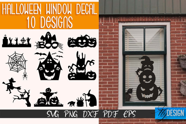Halloween Window Decal SVG | Halloween SVG Design | Bat Design | Witch SVG Design SVG Fly Design 