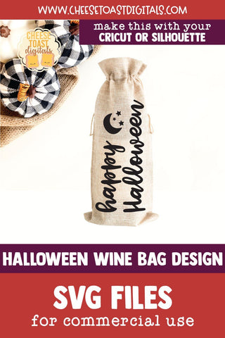 Halloween Wine Bag SVG | Happy Halloween SVG Cheese Toast Digitals 