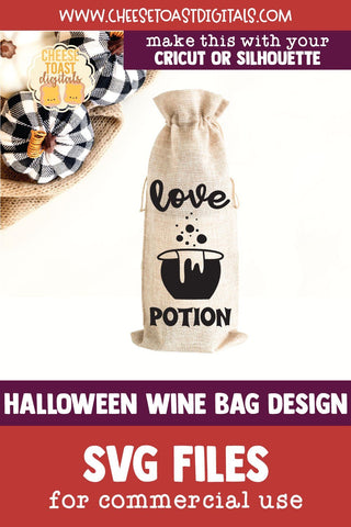 Halloween Wine Bag SVG | Love Potion SVG Cheese Toast Digitals 