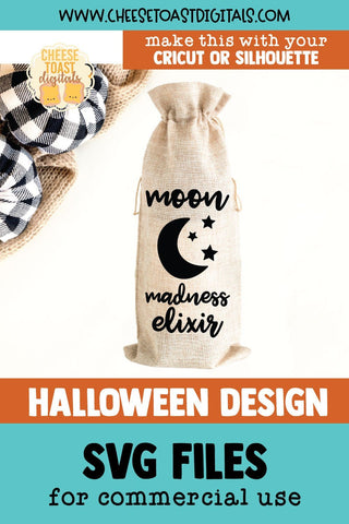 Halloween Wine Bag SVG | Moon Madness Elixir SVG Cheese Toast Digitals 