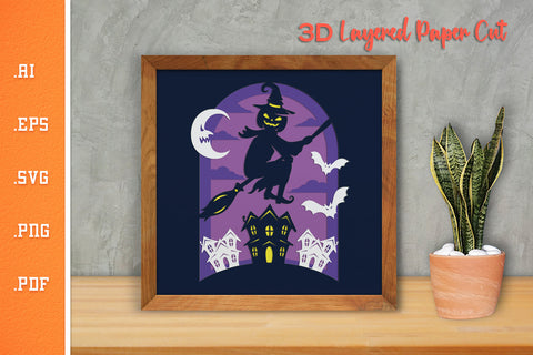 Halloween Witch - 3D Layered Paper Cut SVG 6 SVG Slim Studio 
