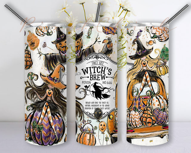 Halloween Witch Brew Tumbler PNG, Spooky Halloween PNG Sublimation Designs Tumbler Wrap Digital Files, Halloween Witch 20oz Skinny Sublimation Full Tumbler Wrap Sublimation PixelChick 