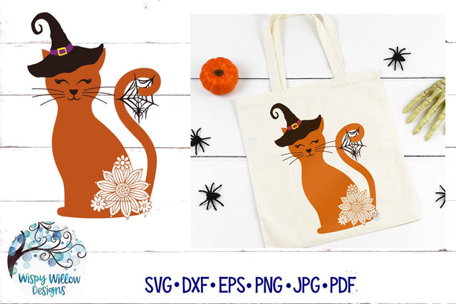 Halloween Witch Cat SVG SVG Wispy Willow Designs 