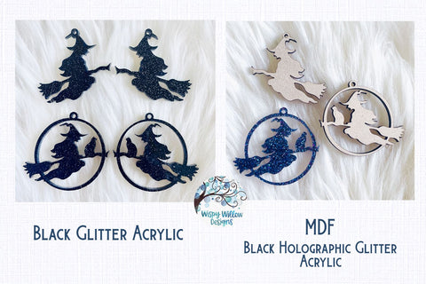 Halloween Witch Earring File for Glowforge or Laser Cutter SVG Wispy Willow Designs 