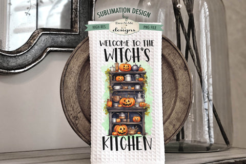 Halloween Witch Kitchen Towel Sublimation Designs | Stir The Pot | Witchs Kitchen Sublimation Ewe-N-Me Designs 