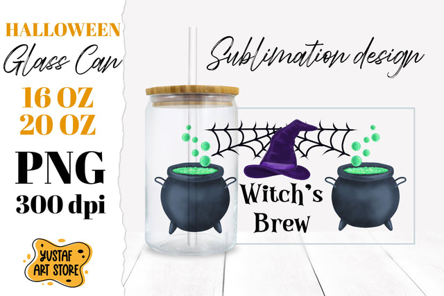 Halloween Witch Quote Glass Can design. Witch's Brew Sublimation Yustaf Art Store 