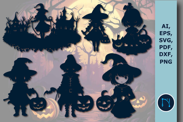 Halloween Witch Silhouette SVG Bundle SVG MD JOYNAL ABDIN 