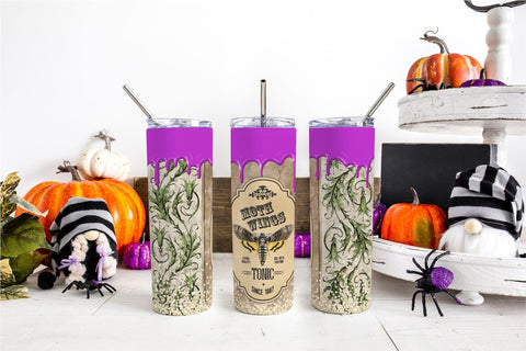 Halloween Witch Skinny Tumbler Wrap Halloween Bottle Label SVG OrangeBrushStudio 