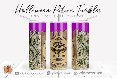 Halloween Witch Skinny Tumbler Wrap Halloween Bottle Label SVG OrangeBrushStudio 