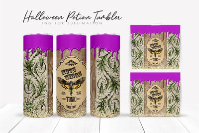Halloween Witch Skinny Tumbler Wrap Halloween Bottle Label SVG OrangeBrushStudio 