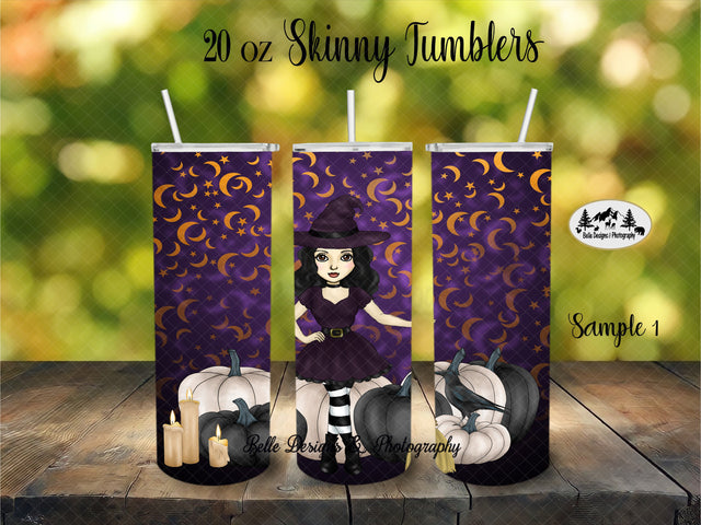Halloween Witch Skinny Tumbler Wrap Sublimation Belle Designs & Photography 