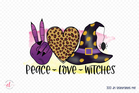 Halloween Witch Sublimation - Peace Love Witch Sublimation CraftLabSVG 