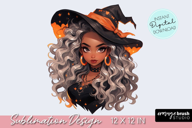 Halloween Witch Sublimation PNG Fashion Girl Clipart Sublimation OrangeBrushStudio 
