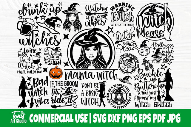 Halloween Witch SVG Bundle, Witches Svg, Png, Dxf SVG TonisArtStudio 