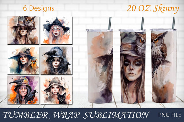 Halloween witch tumbler wrap, 20 oz skinny tumbler sublimation Sublimation AnastasiyaArtDesign 