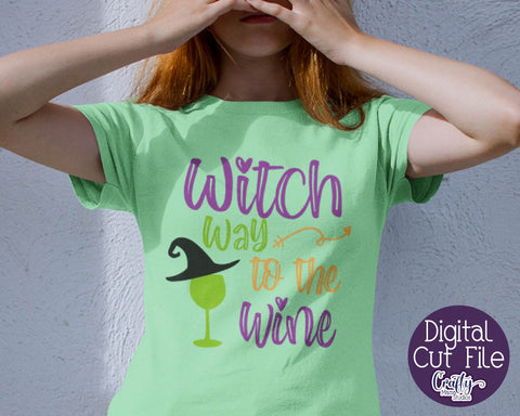 Halloween - Witch Way To the Wine - Adult Halloween SVG Crafty Mama Studios 