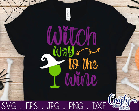 Halloween - Witch Way To the Wine - Adult Halloween SVG Crafty Mama Studios 