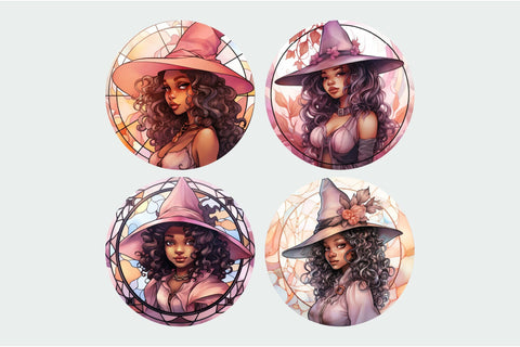 Halloween Witch Wind Spinner Sublimation Stained Glass Sublimation OrangeBrushStudio 