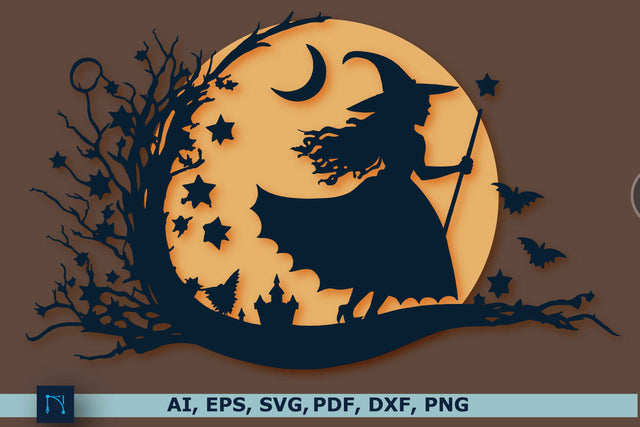 Halloween Witch with Moon SVG design SVG MD JOYNAL ABDIN 