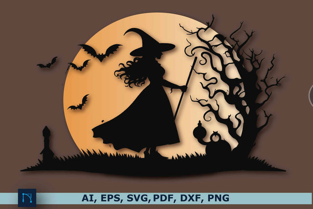 Halloween Witch with Moon SVG design SVG MD JOYNAL ABDIN 