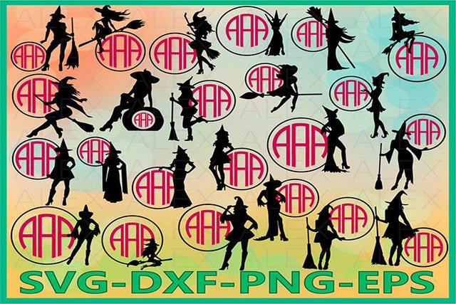 Halloween Witches SVG, Witch Monogram Frame SVG AlexSVGStudio 