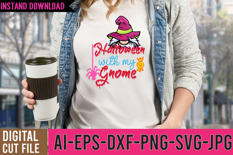 Halloween With My Gnome SVG Cut File,Halloween With My Gnome SVG Design,Gnome SVG Bundle SVG BlackCatsMedia 